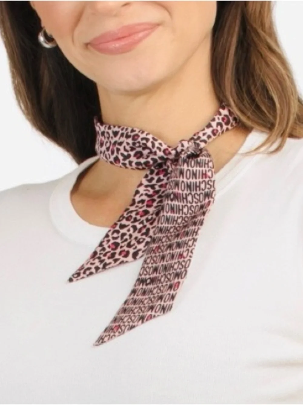 MOSCHINO 100% Silk Leopard Scarf Made in Italy